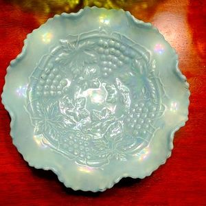 Iridescent Sea Green Milk Glass Dish